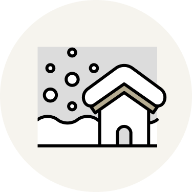 家が雪災を受けるイラスト
